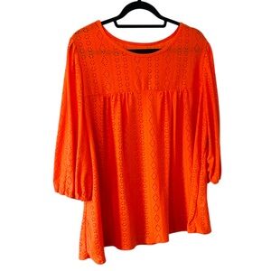 NWOT Shein Curve 4X bright orange eyelet top